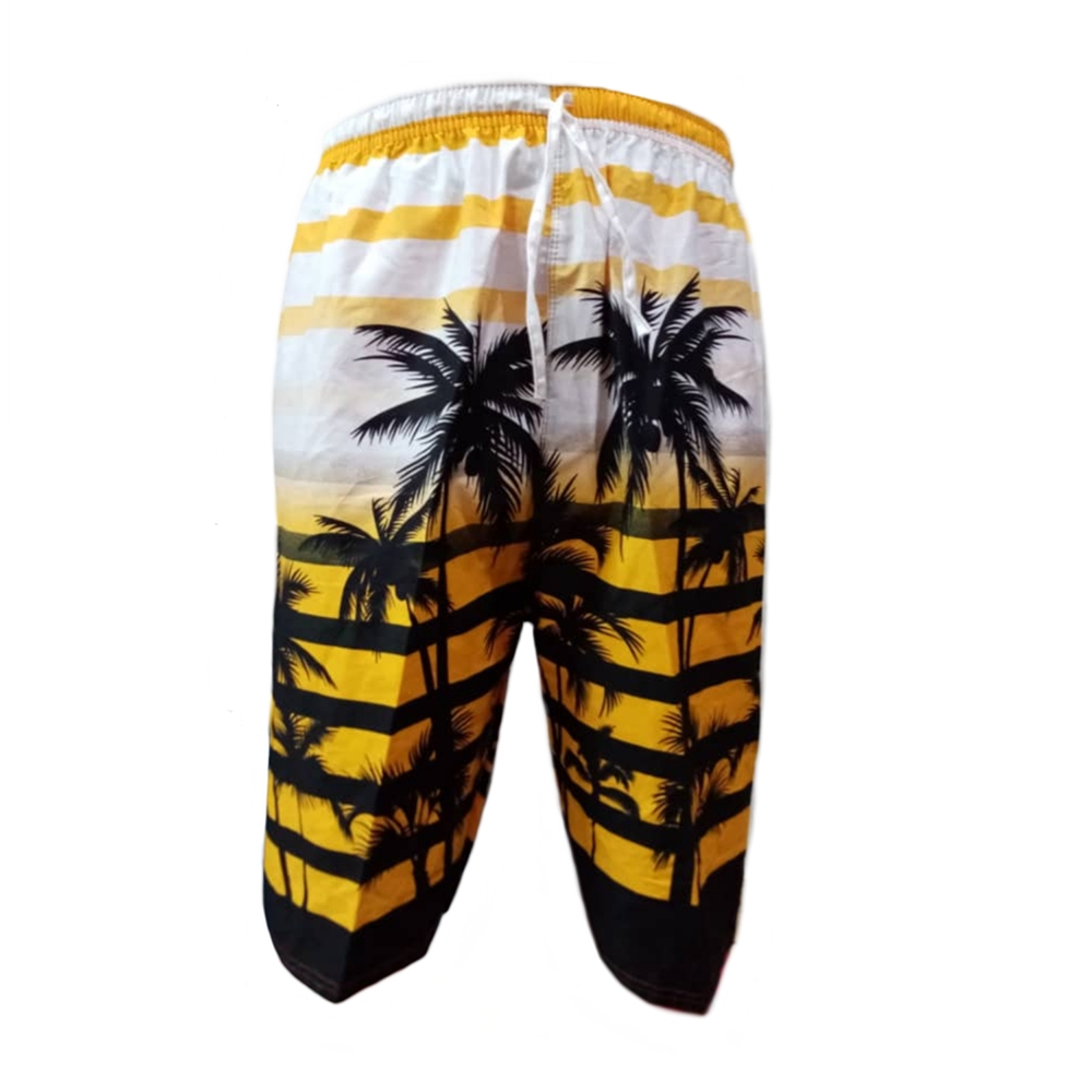 شلوارک مردانه مدل هاوایی رنگ زرد