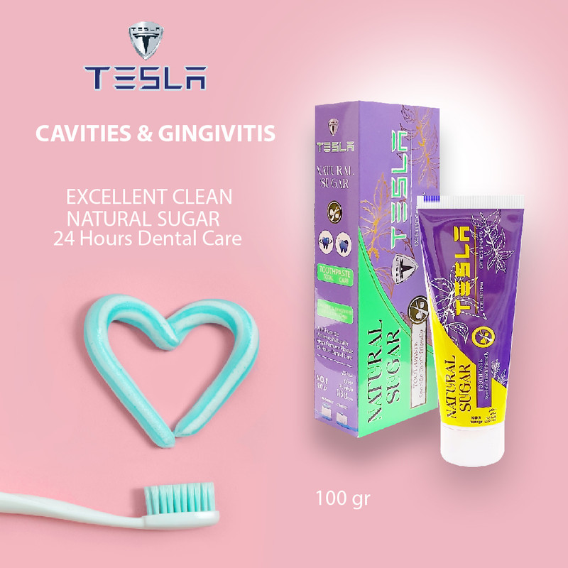 خمیر دندان تسلا مدل Natural Sugar وزن 100 گرم