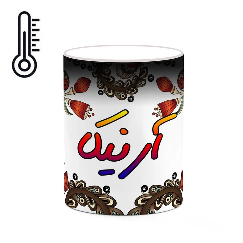 ماگ حرارتی کاکتی مدل اسم آرنیکا طرح سنتی گل و بته کد mgh43515