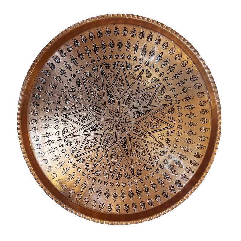سینی مسی مدل ترمه الماس تراش کد 80024