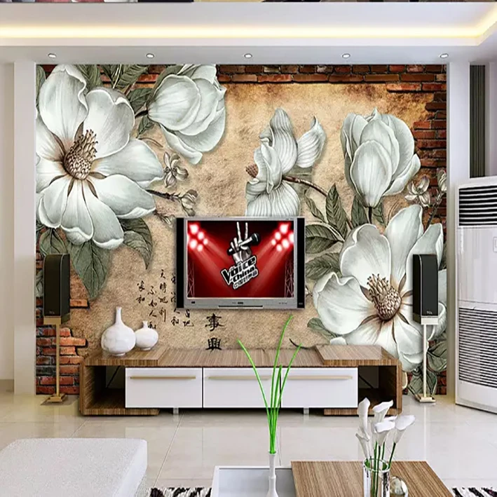 پوستر دیواری سه بعدی مدل گل نقاشی برجسته سفید DRVF1192