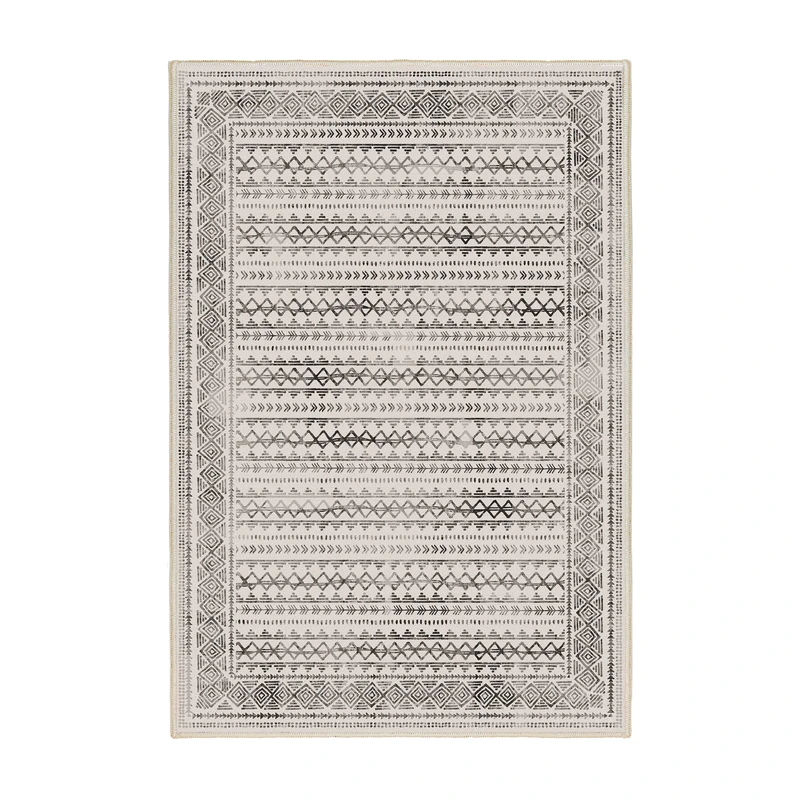 فرش ماشینی 1000 شانه اورکوم زمینه کرم حاشیه قهوه ای طرح مینیمال سودا کد OR.1119.02