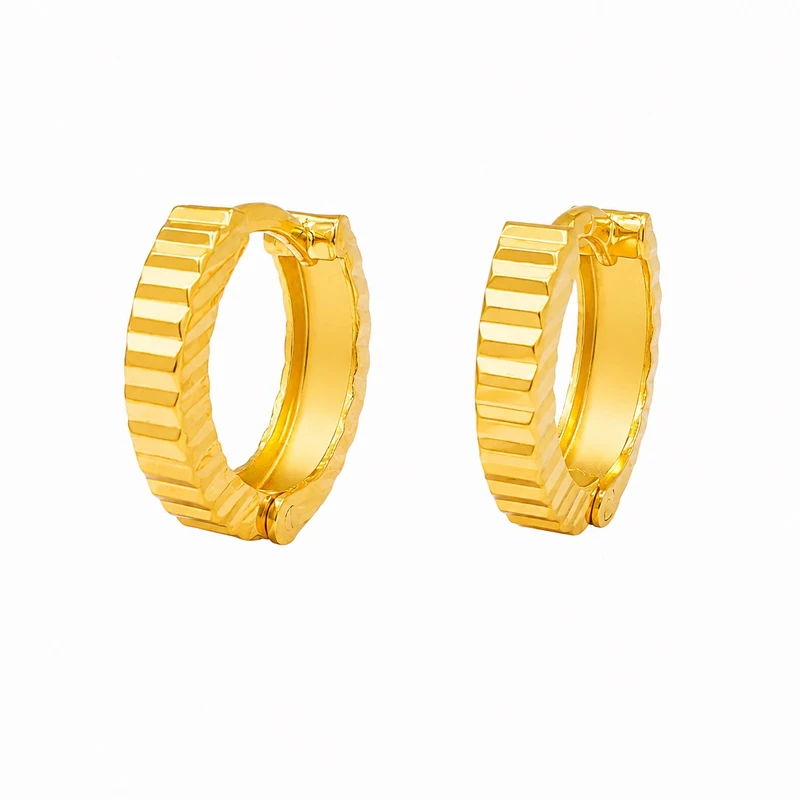 گوشواره حلقه‌ای طلا 18 عیار زنانه مان گالری مدل تراش کد EA01-0035200