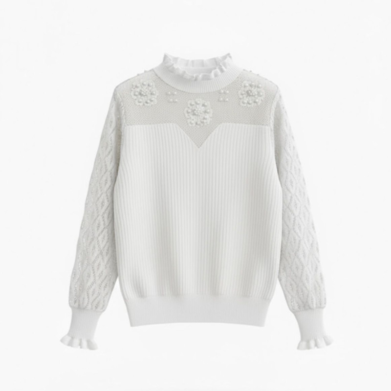 پلیور یقه ایستاده زنانه مدل نگیندار SH12