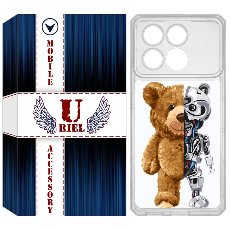 کاور یوریل مدل Clear کد 40 طرح خرس مناسب برای گوشی موبایل شیائومی Poco X6 Pro