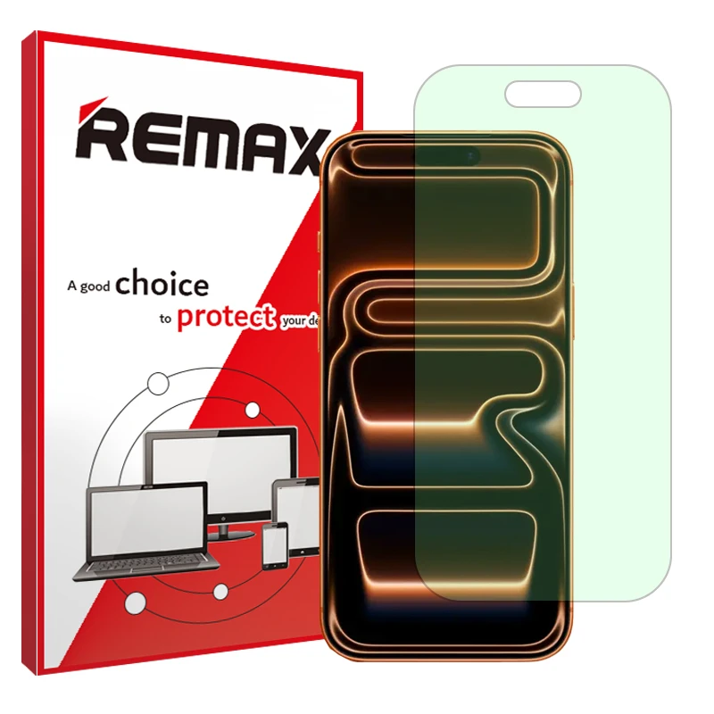 محافظ صفحه نمایش ریمکس مدل حفاظت از نور سبز مناسب برای گوشی موبایل اپل iPhone 17 Pro