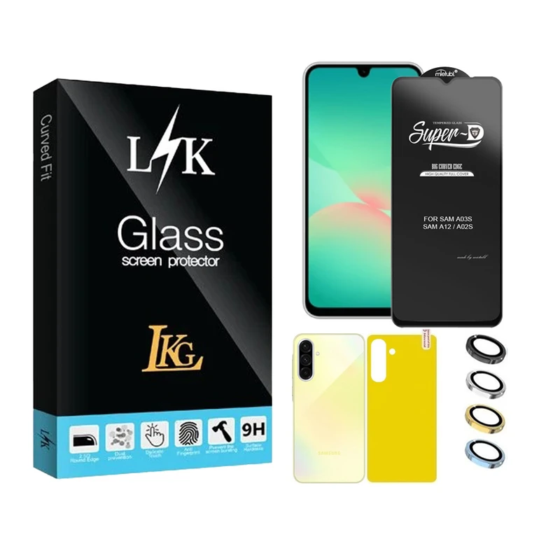 محافظ صفحه نمایش ال کا جی مدل سوپر دی مناسب برای گوشی موبایل سامسونگ Galaxy A26 5G به همراه محافظ پشت گوشی و محافظ لنز