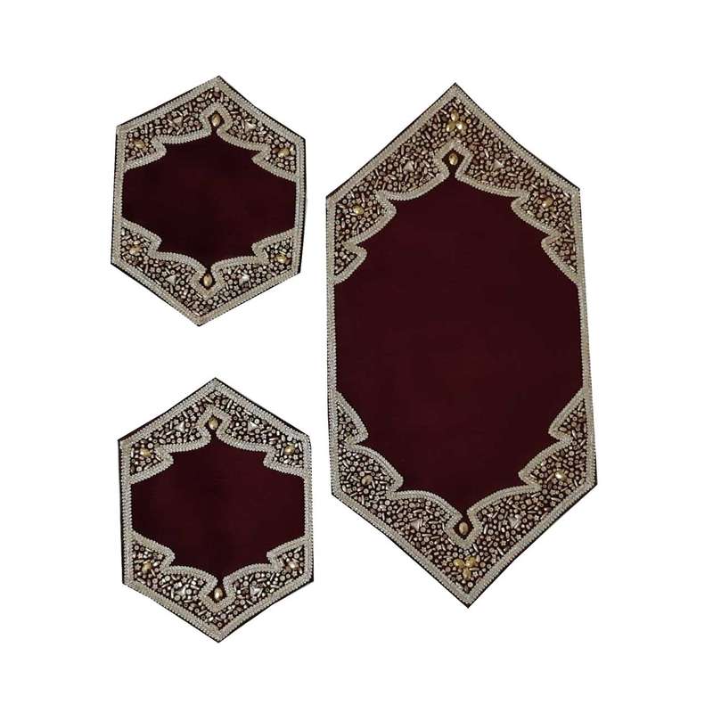 رومیزی مدل سنگ دوزی A-776 مجموعه 3 عددی