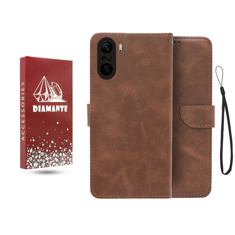 کیف کلاسوری دیامانته مدل جاکارتی بنددار مناسب برای گوشی موبایل شیائومی Poco F3 به همراه بند آویز