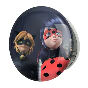 آینه جیبی خندالو طرح پسر گربه ای و دختر کفشدوزکی مدل تاشو کد 25023 