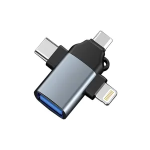 مبدل USB به USB-C/ MICROUSB/ لایتنینگ مدل OTG-Three