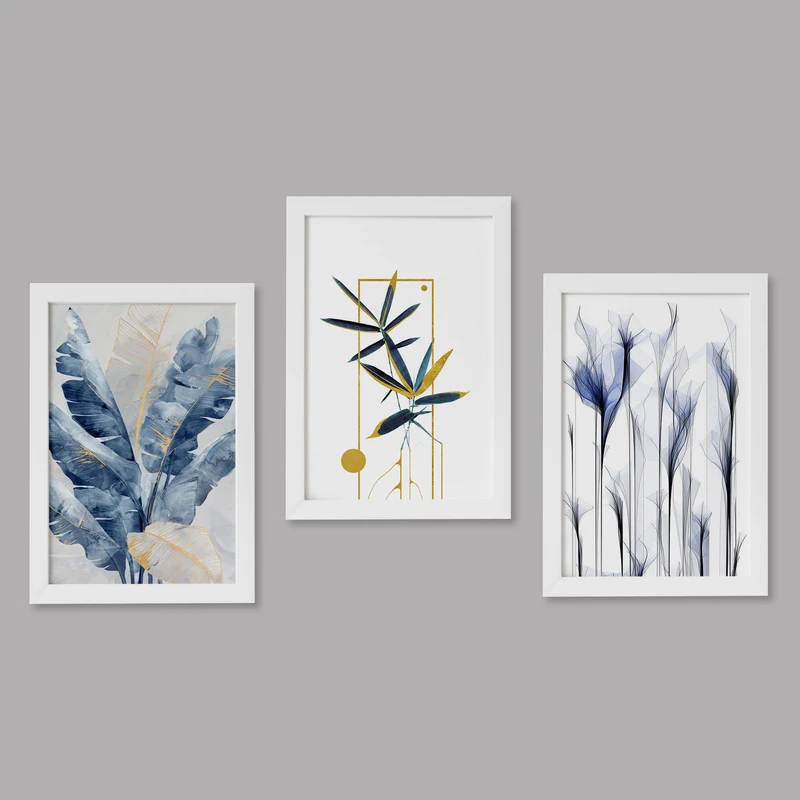 تابلو خندالو مدل دکوراتیو طبیعت آبی کد M20 مجموعه 3 عددی