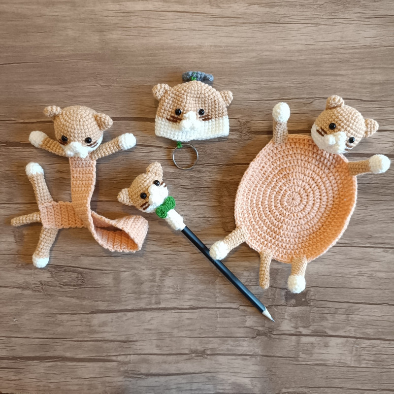 بسته لوازم تحریر مدل گربه مجموعه 4 عددی