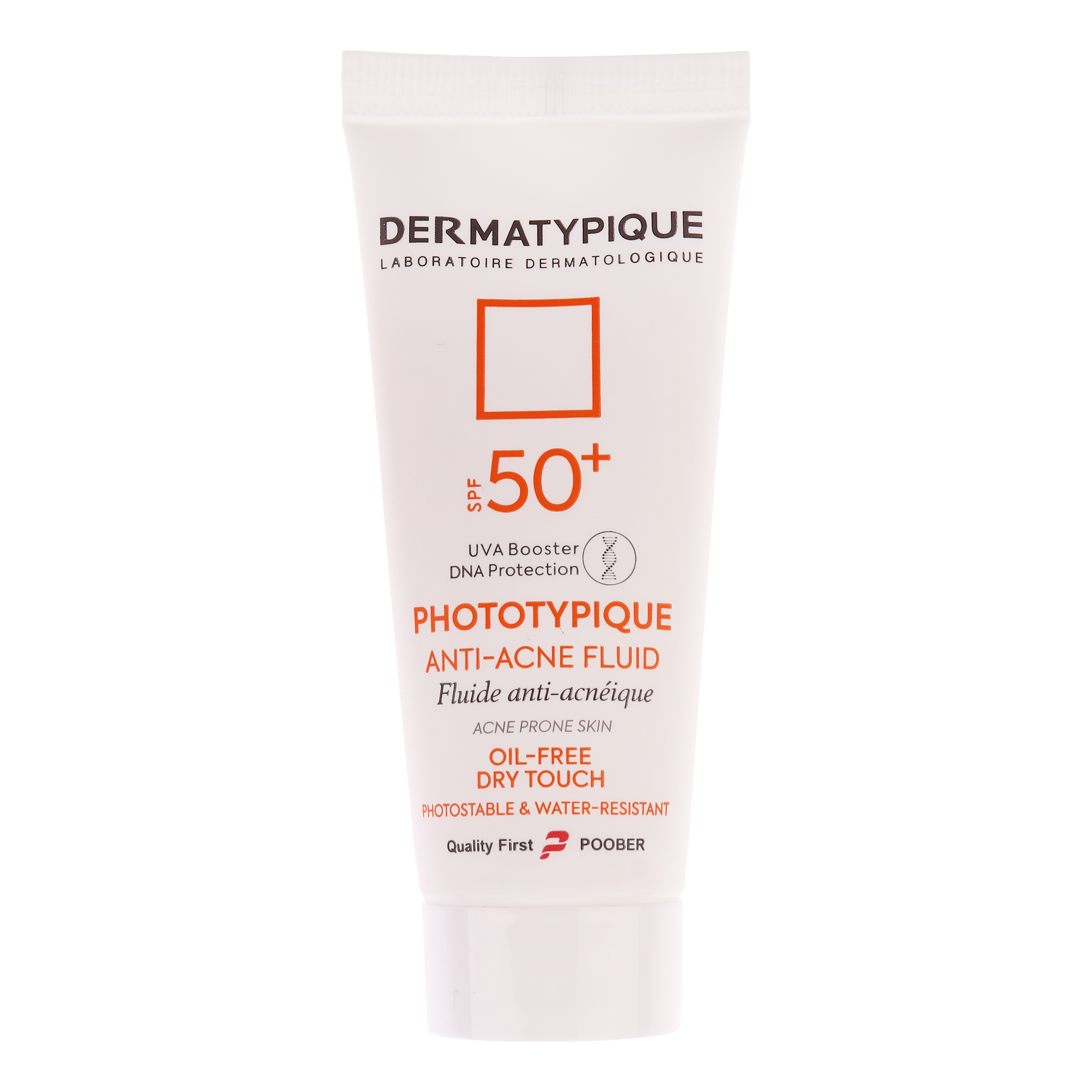 فلوئید ضد آفتاب بدون رنگ درماتیپیک مدل anti acne محافظ UVA،UVB مناسب برای انواع پوست حجم 40 میلی لیتر