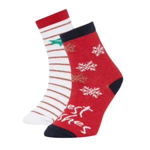 جوراب ساق بلند دخترانه دفکتو کد 37 مجموعه 2 عددی