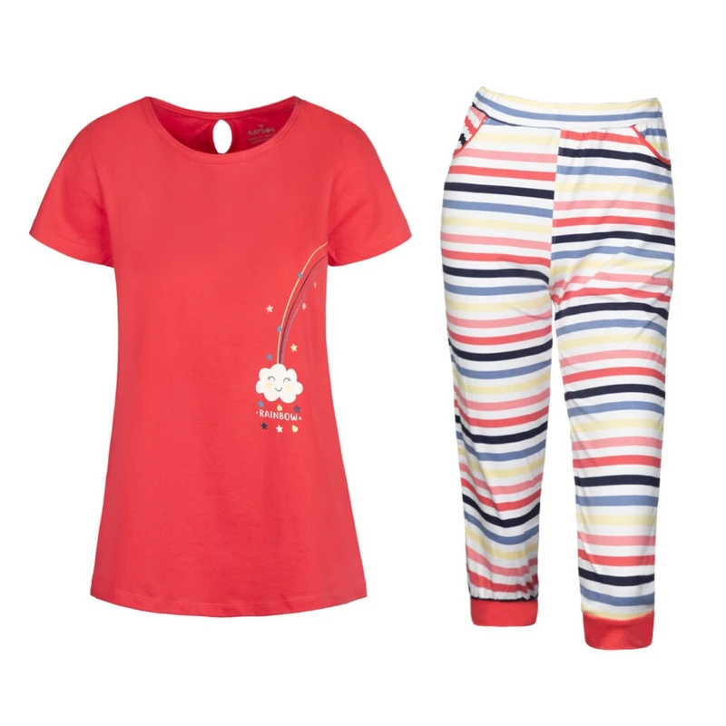 ست تی شرت آستین کوتاه و شلوارک زنانه مدل SB-SS-3433