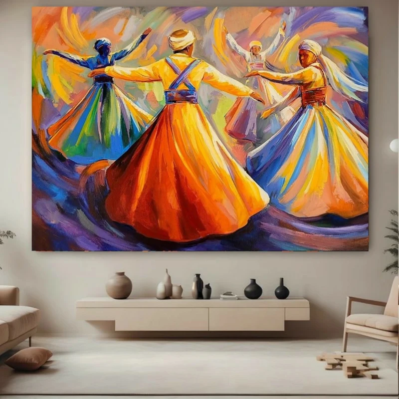 پوستر طرح نقاشی رنگارنگ مدل رقص سنتی کد BK24887