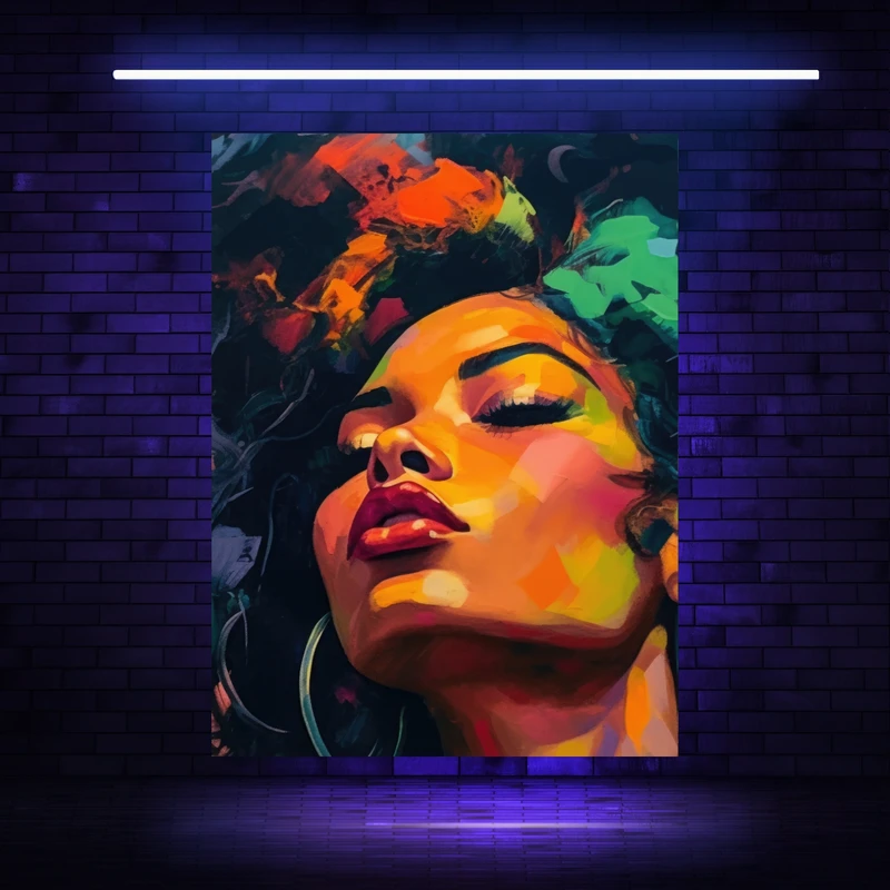 پوستر پارچه ای مدل بک دراپ بلک لایت فانتزی موی رنگی کد BK23044