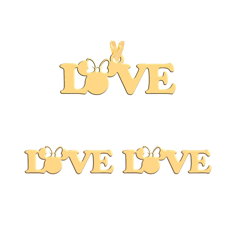نیم ست طلا 18 عیار زنانه فرشته مدل WHSL-000388  LOVE