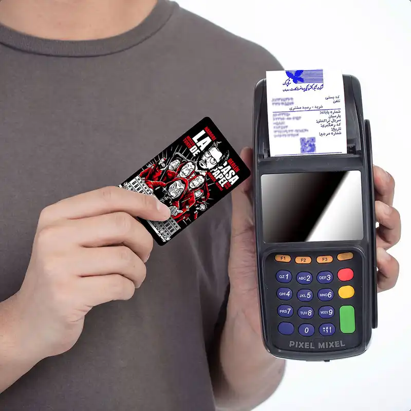 استیکر کارت پیکسل میکسل مدل سریال خانه کاغذی مشکی کد G16