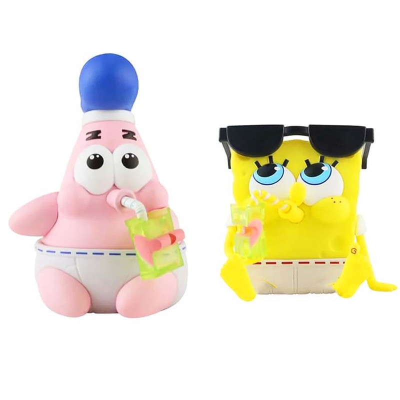 فیگور مدل باب اسفنجی طرح نوشیدنی کد 303 ارتفاع 8 سانتی متر مجموعه 2 عددی