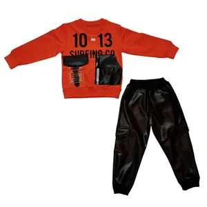 ست سویشرت و شلوار پسرانه مدل چرم