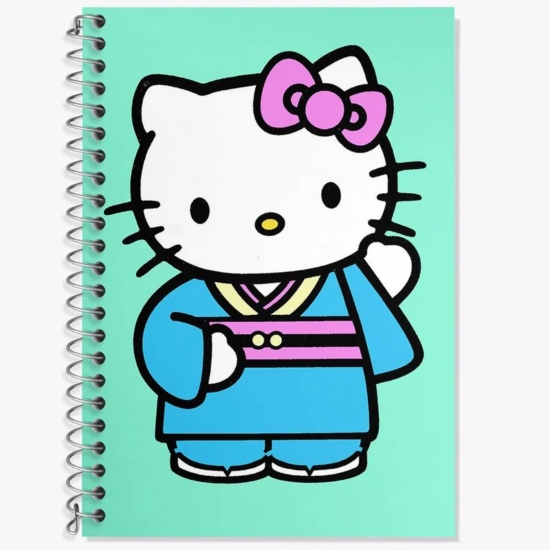 دفتر زبان 50 برگ خندالو مدل سه خط طرح هلو کیتی کد 24733