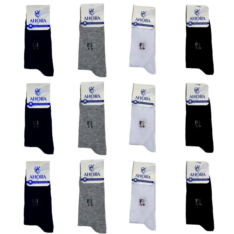 جوراب ساق بلند مردانه مدل 01 مجموعه 12 عددی