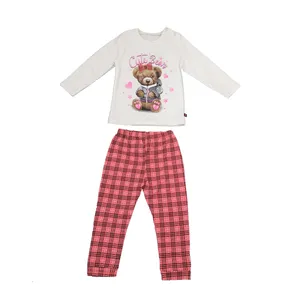 ست تی شرت آستین بلند و شلوار دخترانه مدل خرس کیوت