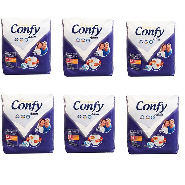 پوشک شورتی بزرگسال کانفی مدل پریمیوم سایز متوسط مجموعه 6 عددی