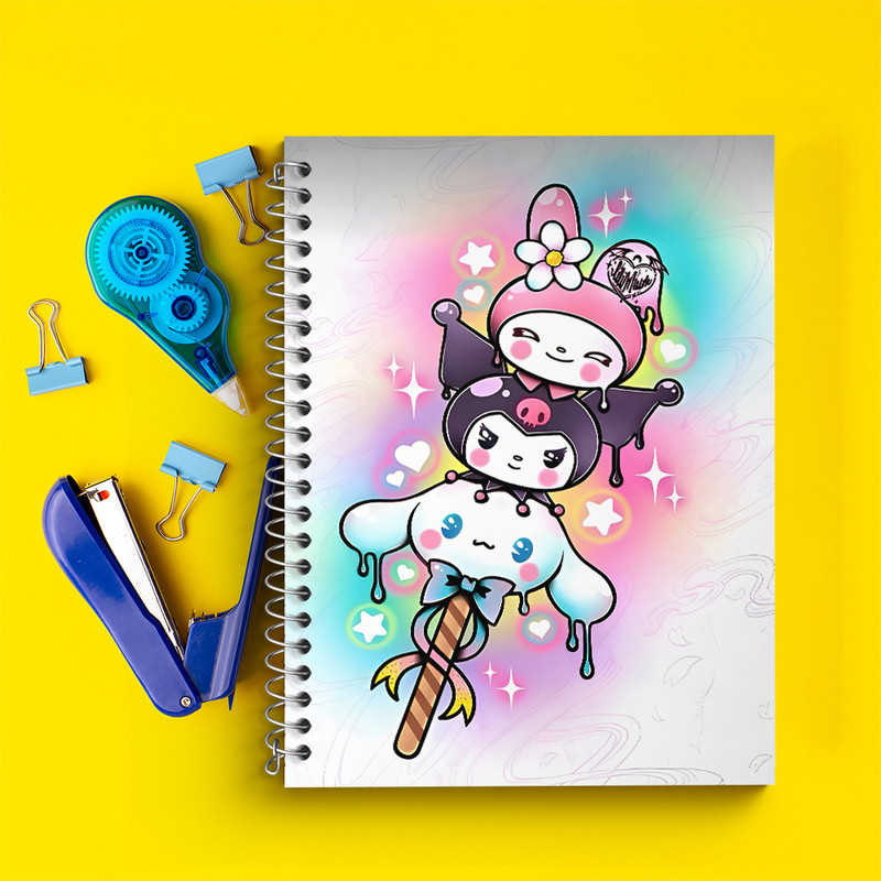 دفتر زبان 50 برگ خندالو مدل دو خط طرح کرومی (Kuromi) کد N4513