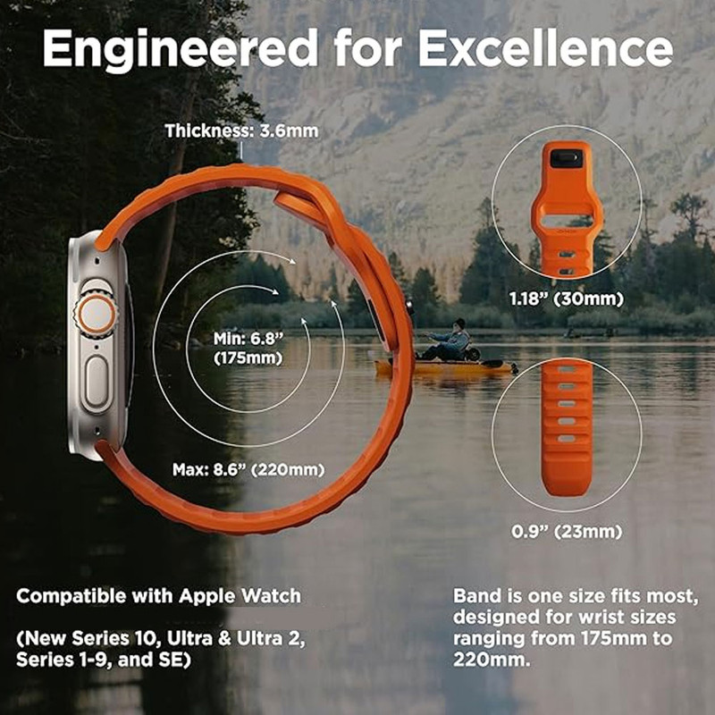 بند واچ من مدل Spigen Sport مناسب برای اپل واچ سری Se/1/2/3/4/5/6/7/8/9/AluminumCase سایز 41/40/38 میلی متری