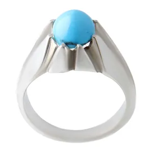 انگشتر نقره مردانه مدل سنگ فیروزه نیشابور اصل AM_2181