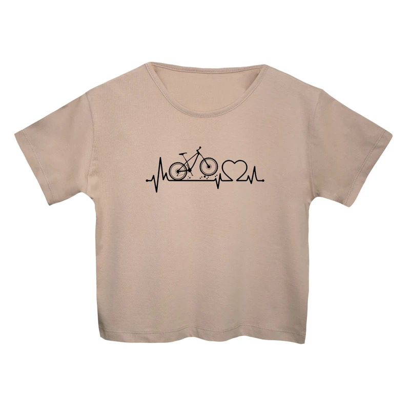 کراپ‌تی شرت آستین کوتاه زنانه مدل دوچرخه کد 4