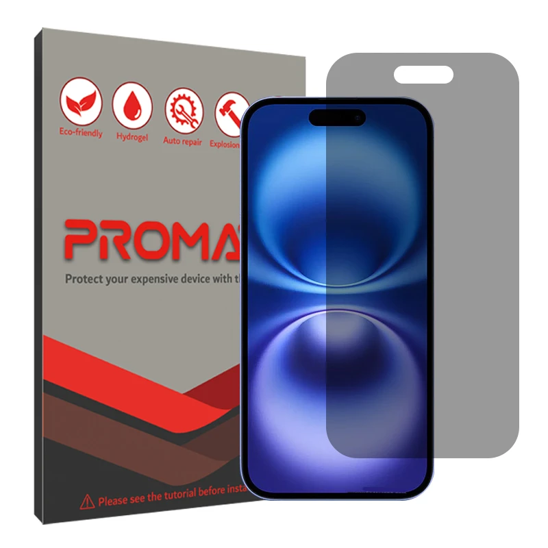 محافظ صفحه نمایش حریم شخصی پرومیت مدل Resistant مناسب برای گوشی موبایل اپل iPhone 16