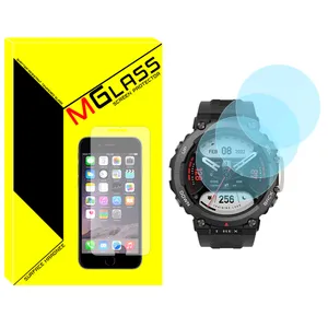 محافظ صفحه نمایش شیشه‌ای ام‌گلس مدل Glass-MG مناسب برای ساعت هوشمند امیزفیت T-Rex 2 بسته سه عددی