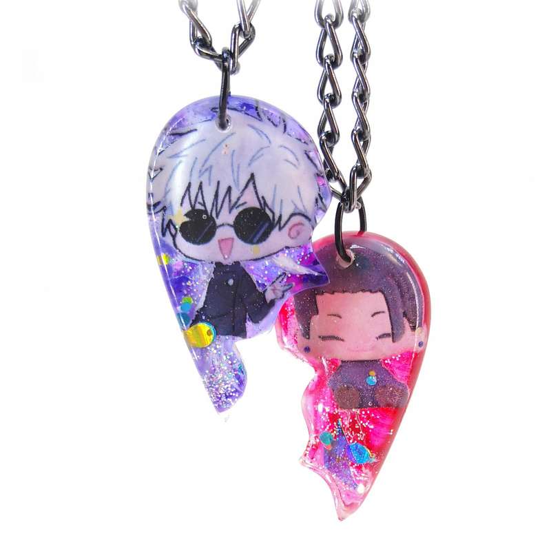 گردنبند دخترانه مدل گوجو و گتو قلب شکسته بسته 2 عددی گردنبند دخترانه مدل گوجو و گتو قلب شکسته بسته 2 عددی