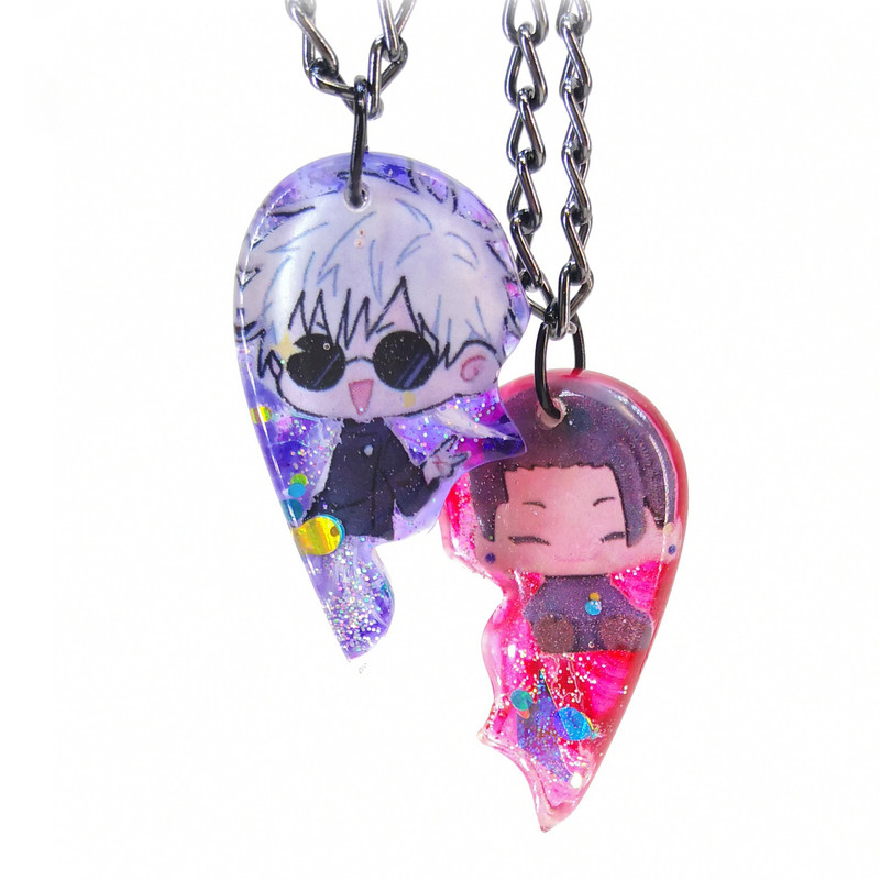 گردنبند دخترانه مدل گوجو و گتو قلب شکسته بسته 2 عددی گردنبند دخترانه مدل گوجو و گتو قلب شکسته بسته 2 عددی