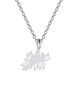 گردنبند نقره زنانه هایکا مدل شاخه و پرنده کد n.ha2-341