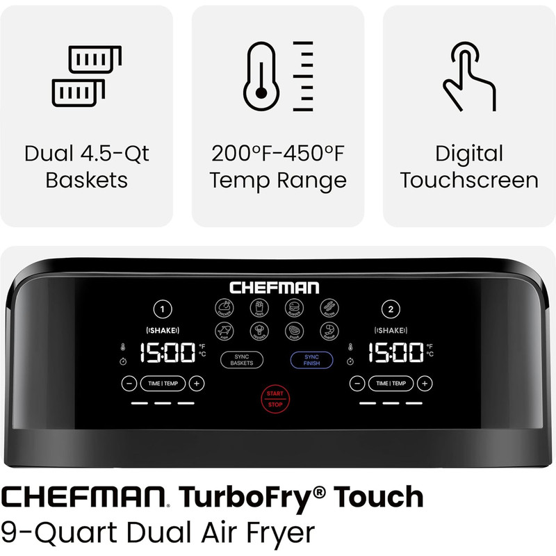 هواپز چفمن مدل TurboFry Touch Dual Air Fryer هواپز چفمن مدل TurboFry Touch Dual Air Fryer