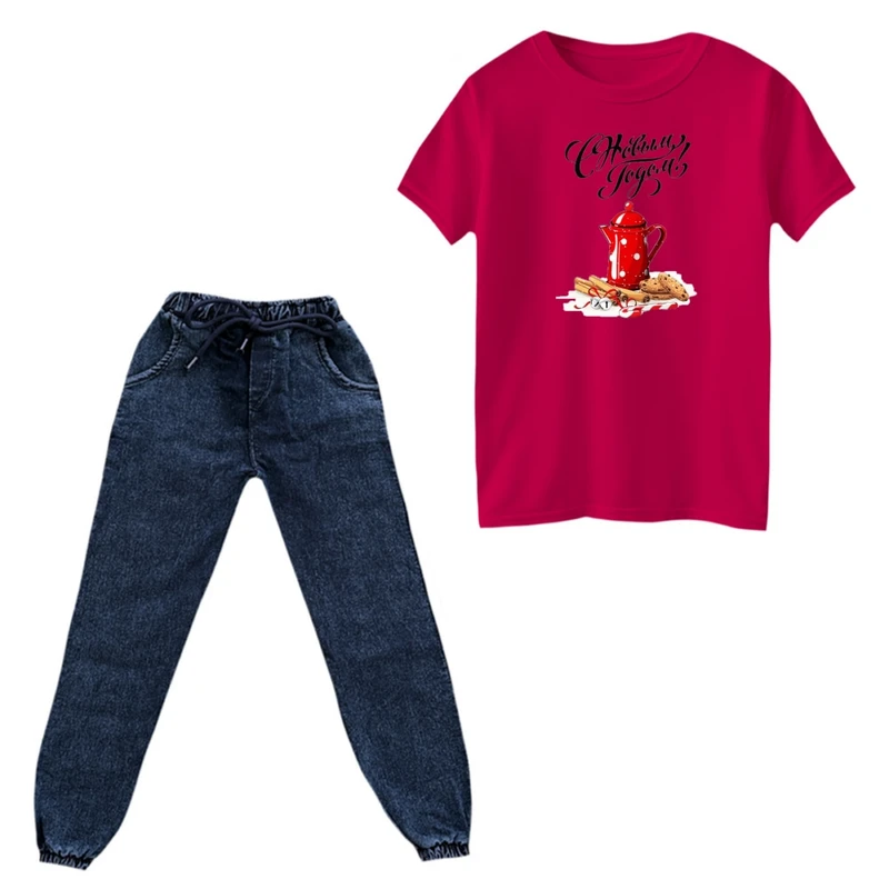 ست تی‌شرت و شلوار پسرانه مدل نوشته کریسمس کد 4