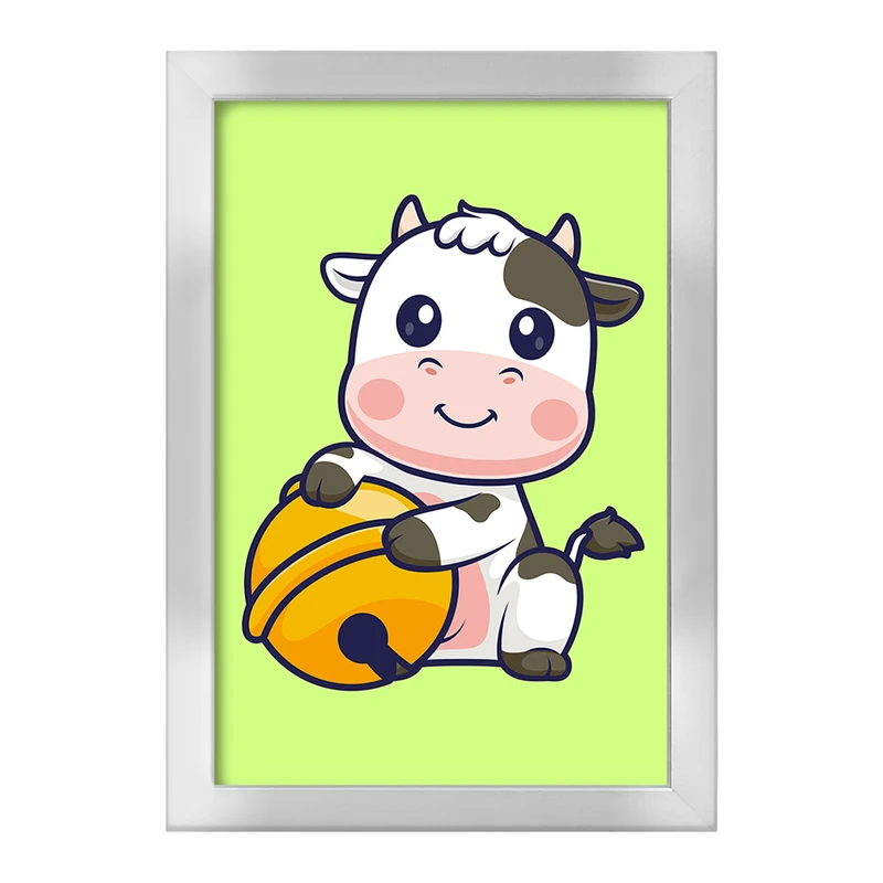 تابلو خندالو طرح حیوانات بامزه گاو کد 29731