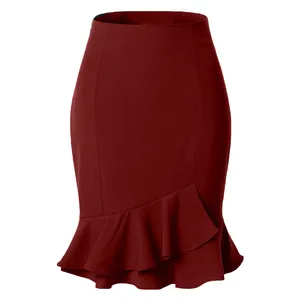 دامن زنانه مدل YSN-22 رنگ زرشکی