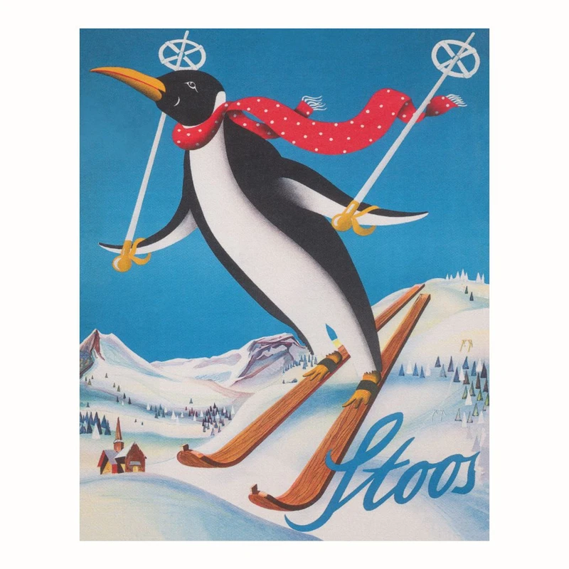 پوستر مدل مستر پنگوئن قدیمی -پنگوئن اسکی سوار 