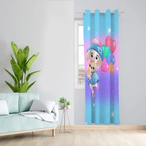 پرده مدل اتاق کودک مخمل پانچی طرح دخترانه کد 4666 سایز 140x280 سانتی متر