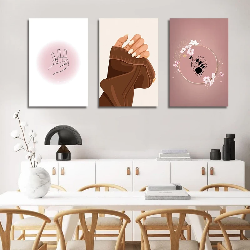 تابلو شاسی بکلیت طرح کاشت ناخن و زیبایی مدل SH-3106 مجموعه 3 عددی