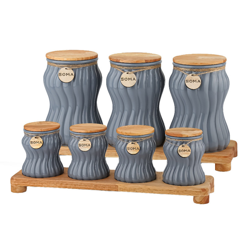 جای ادویه 7 پارچه سوما مدل so-4010 به همراه استند چوبی