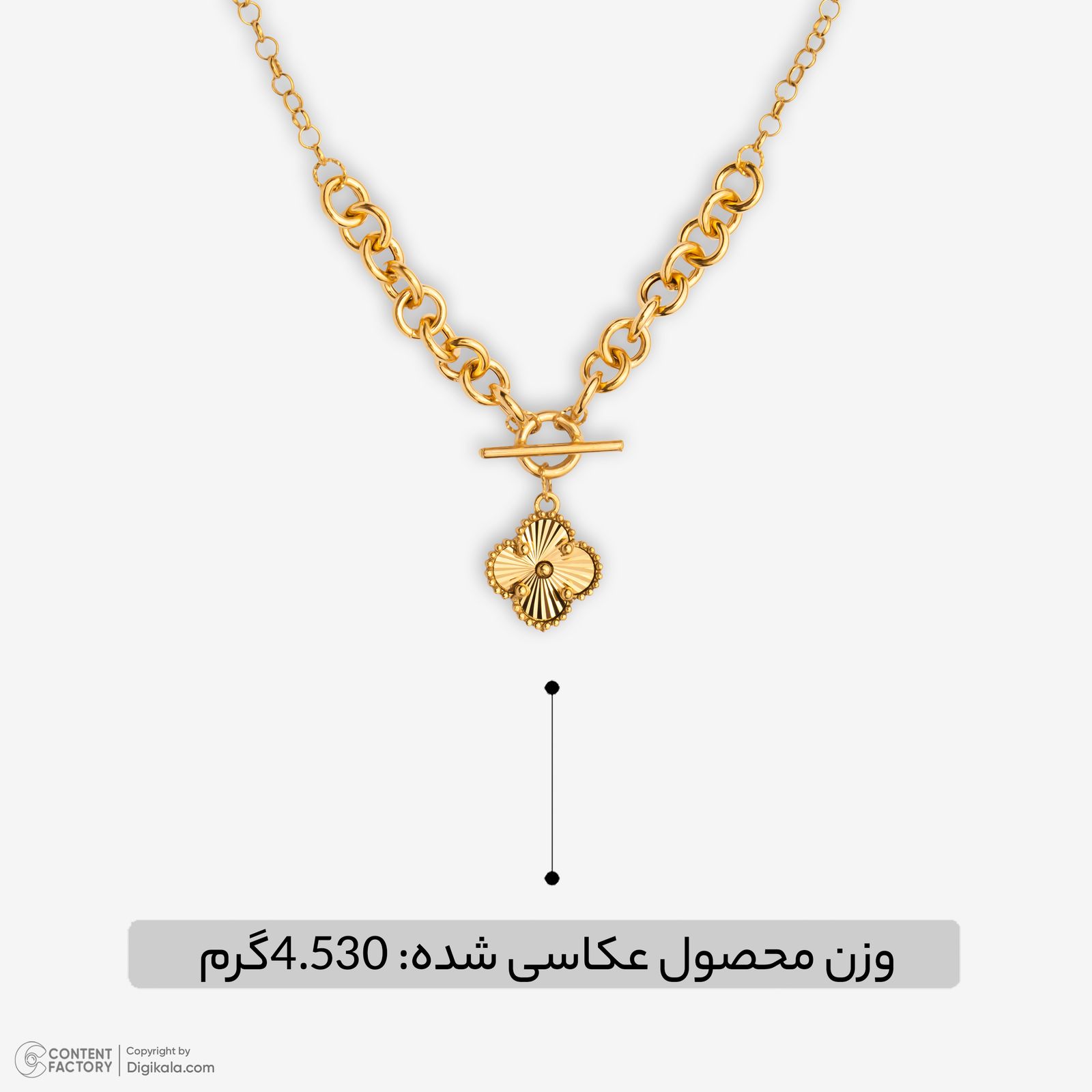گردنبند طلا 18 عیار زنانه با زنجیر حلقه‌ای (فلامینگو) نگین مدل 140 -  - 6