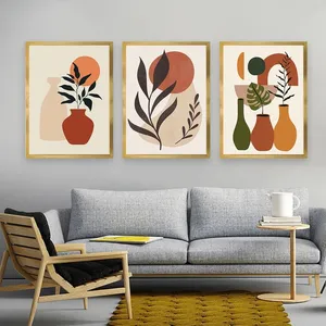تابلو مدل دکوراتیو مینیمال گلدان کد T-668 مجموعه 3 عددی