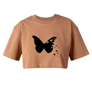 کراپ‌تاپ آستین کوتاه زنانه مدل پروانه کد L56 K